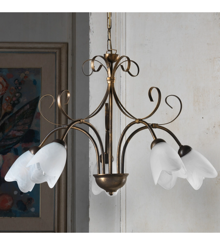 LAMPADARIO 5 LUCI ONLI "ODINO" BRONZO E14